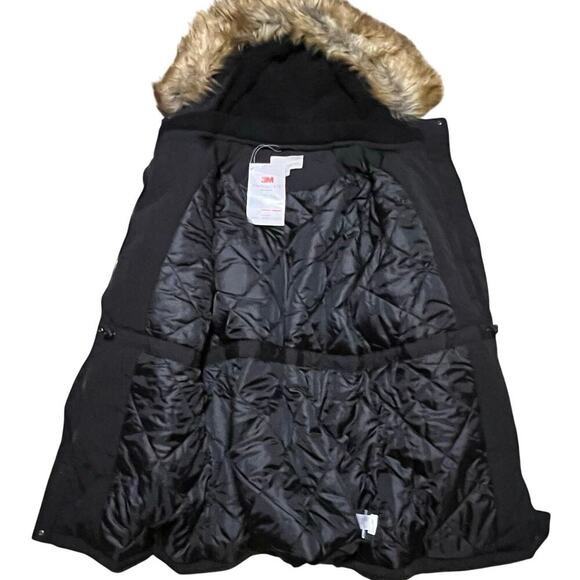 NWT Woman Within Arctic Parka Coat Black 18/20 3M Thinsulate Faux Fur Hood Long - Picture 4 of 8